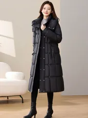 レディース ミドル丈 ダウン コットンジャケット フード付き パファーコート 暖かい 中綿入り ゆったり 冬 アウター