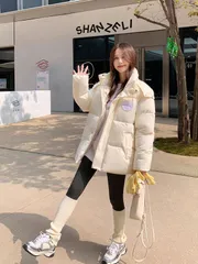 ショート丈厚手スタンドカラーダウンジャケット レディース 韓国風 2025年冬新作 ゆったりカジュアルアウター コットンコート ダウンコート