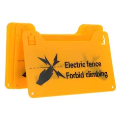 新品 SAFIGLE 電気柵警告標識 4枚セット 高電圧注意表示 プラスチック製 丸角 穴あき設計 電気フェンス用 農場と庭の標識