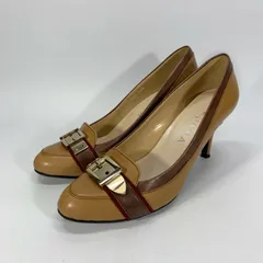 美品〇 DIANA ダイアナ ハイヒール パンプス バックル キャメル 22.5 ブラウン ベルト ピンヒール