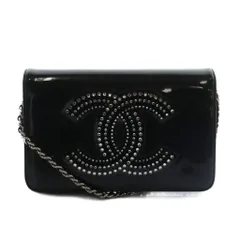 シャネル CHANEL ストラスCC 13番台 チェーンウォレット ショルダーバッグ ココマーク ラインストーン 黒 ブラック /AQ ■OS ■OH