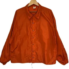 RUSSELL ATHLETIC/ラッセルアスレチック 70-80年代ヴィンテージ コーチジャケット USA製 金タグ ライトアウター ナイロンジャケット ドローコード Lサイズ オレンジのサムネイル