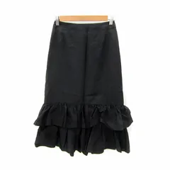ノーブル NOBLE フレアスカート ロング丈 無地 ダブルフリル 36 S 黒 ブラック /SY11