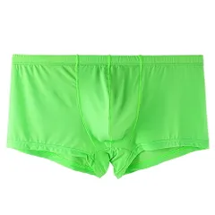 メンズ ボクサーパンツ 下着 薄手 さらさら ピッタリ フィット 立体縫製 浅め 前閉じ 大きいサイズ 透け感 蛍光 ネオン 無地 おしゃれ ショーツ セクシー 410