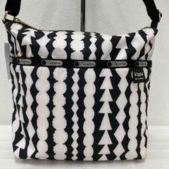 8079　LeSportsac レスポートサック　ショルダーバッグ　kippis　キッピス　コラボ　ブラック　黒　ホワイト　モノトーン　バイカラー　レディース　軽量　カジュアル　シンプル