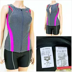 ME1-843☆arena/アリーナ デサント セパレート 大きいOサイズ LAR-7241W グレー ピンク ブラック スイムウェア◎