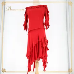 社交ダンス 衣装 ラテン 上下セット ツーピース パーティ衣装 レディース オールシーズン レッド系 赤 無地 SEKINE セキネ 派手 目立つ 伸縮性 ぴったりフィット おしゃれ デザイン ファッション パーティーイベント 舞台衣装 ダンス練習 目を引く