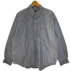 Ralph Lauren ラルフローレン 90年代ヴィンテージ OXFORD オックスフォードシャツ ポニー刺繡 長袖シャツ ボタンダウン ワンポイント刺繡 オーバーサイズ ビッグシルエット Philippines製 XXLサイズ ライトブルー