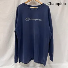 チャンピオン 90s スウェット ビックロゴ 刺繍 メキシコ製 ネイビー XX LARGE メンズ XXL ISItems【USED】【古着】【中古】50150151