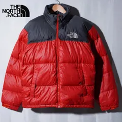 ノースフェイス THE NORTH FACE ヌプシ ダウンジャケット L 相当 表記 90 レッド ブラック 700フィル ロゴ刺繍 テック系 オーバーサイズ ストリート 古着 Y121