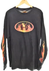 ハーレーダビッドソン HARLEY DAVIDSON  flame Fire pattern フレイムパターン 長袖Tシャツ ロンT ロンT ブラック LLサイズ 103MT-3732