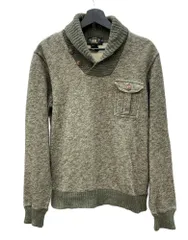 ダブルアールエル RRL 一つ星 90s メリノウール ニット切替 ショールカラー プルオーバー MERINO WOOL KNIT RALPH LAUREN KHAKI 緑 スウェット カーキ Sサイズ 104MT-2460のサムネイル