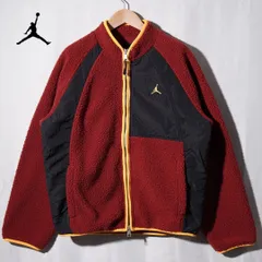 美品 ナイキ NIKE エアジョーダン AIR JORDAN フリース ボア ジャケット M エンジ イエロー ロゴ刺繍 90s デザイン ラグラン ナイロン ストリート オーバーサイズ Y2K スポーツミックス 古着 N823