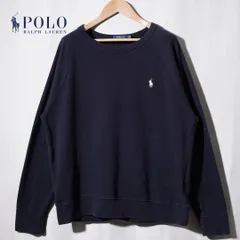 ポロラフルローレン POLO RALPH LAUREN  ロンT スウェット L ネイビー シルバー ロゴ刺繍 ポニー ストリート Y2K アメカジ オーバーサイズ ゆるだぼ 古着 N321