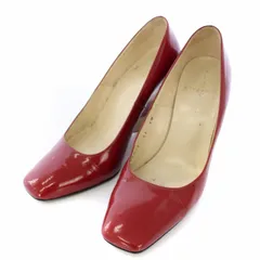 アキラオーサキエレガンス Akira Osaki Elegance パンプス エナメル ウェッジソール スクエアトゥ 23cm 赤 ベージュ /TK