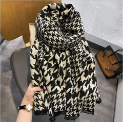 上品　ふんわり　柔らか　大人　雰囲気　千鳥柄　リバーシブル　大判　ストール　マフラー　★