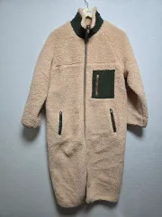 新品 ベージュ ボア ロング ジップアップ コート