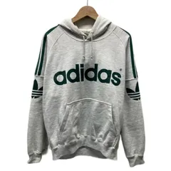 adidas　パーカー　90s vintage　90年代　プルオーバー　フーディ　フード　トップス　裏毛　ブランドロゴ　トレフォイル　プリント　トラックライン　デサント製　ADS-3565　スポーツ　古着