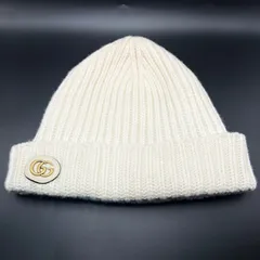 GUCCI (グッチ) ダブルG ニットキャップ ウール×カシミヤ　ホワイト
