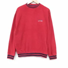 L/古着 ラルフローレン チャップス 長袖 ブランド フリース トップス メンズ 90年代 90s ワンポイントロゴ クルーネック 赤 25nov19