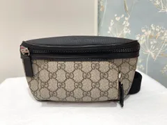 【新品同様品】GUCCI グッチ 450946 GGスプリーム ボディバッグ GGキャンバス×レザー ブラック×ベージュ シルバー金具 ヒップバッグ 中古 ウエストバッグ ショルダーバッグ 2WAYバッグ レディース 女性用 ブランド 黒 希少 レア バック