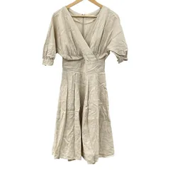 FRAY I.D(フレイアイディー) ワンピース サイズ1 S レディース美品  - ベージュ 半袖/ロング/麻/カシュクール