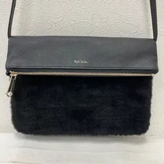 8291　Paul Smith　ポールスミス　フォルドオーバー　クラッチ　ショルダーバッグ　ファー　レザー　レディース　小さめ　ミニ　シンプル　きれいめ　上品　ブラック　黒