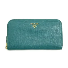 PRADA プラダ 財布 | ロゴ ラウンドファスナー ロングウォレット | 長財布 | レザー グリーン系 | ブランド ファッション アイテム デイリー【レディース】【中古】