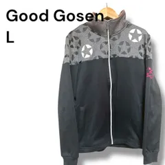 a1608 GOSEN ゴーセン テニスウェア 星柄 ジップアップジャケット 黒×グレー L
