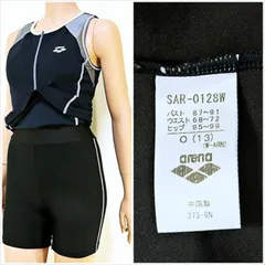 ME1-847☆arena/アリーナ 新品同様 デサント SAR-0128W 大きいOサイズ 大きいサイズ ブラック グレー フロントチャック オールインワン スイムウェア★
