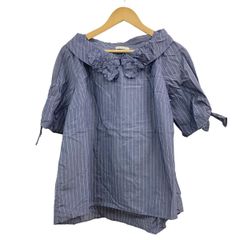 Rose Tiara(ローズティアラ) 半袖カットソー サイズ42 L レディース - ダークグレー×白 クルーネック/ストライプ/フラワー(花)