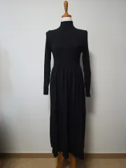 ブラック ゴージ ニット ロング ONE PIECE