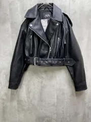 訳あり新品 ZARA ザラ フェイクレザー ボンバー ジャケット ライダース ショート丈 sizeUSA XS/黒  ◇■◎レディース