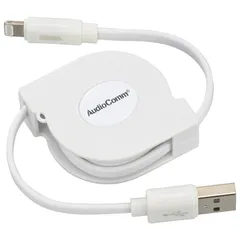 【新品】オーム電機 AudioComm ライトニングケーブル Lightning to USB Type-A 長さ0.8m 巻き取り式 ホワイト 白 3A高出力 充電 データ転送 からみにくい 携帯に便利｜ SIP-L08MAH-W 01-7114