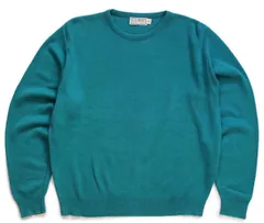 90s USA製 L.L.Bean 無地 コットンニット セーター エメラルドグリーン M★オールド ビンテージ アウトドア キャンプ インナー