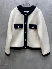 SHIPS any シップスエニィ バイカラー クルーネック カーディガン ジャケット オフホワイト ◆■レディース