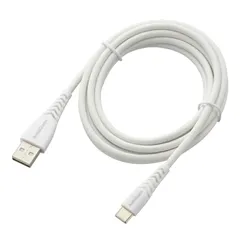 【新品】オーム電機 AudioComm USBケーブル Type-C to Type-A 長さ2m ホワイト 白 480Mbps 高速データ転送 USB2.0対応 断線しにくい TPE被覆 しなやか さらさら ロングブッシュ形状｜ SMT-LAC20N 01-