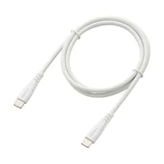 【新品】オーム電機 AudioComm USBケーブル Type-C to Type-C 長さ1m ホワイト 白 PD対応 USB2.0対応 断線しにくい TPE被覆 しなやか さらさら ロングブッシュ形状｜ SMT-LCC10N 01-7265