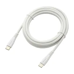 【新品】オーム電機 AudioComm USBケーブル Type-C to Type-C 長さ1m ホワイト 白 PD対応 USB2.0対応 断線しにくい TPE被覆 しなやか さらさら ロングブッシュ形状｜ SMT-LCC20N 01-7266