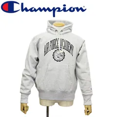 Champion (チャンピオン) C3-C116  リバースウィーブ(R) AIR FORCE ACADEMYフーデッドウェットシャツ パーカー 全4色 CN064 041シルバーグレーxブラック XL