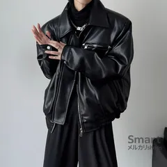 メンズ レザージャケット フェイクレザー ライダース 廓形 レトロ 春秋 カジュアル アウター M260109-10