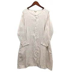 サマンサモスモス SM2 リネン シャツ ワンピース 膝丈 長袖 ベージュ M