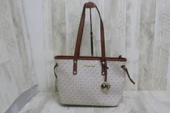 MICHAEL KORS  MKロゴ TRAVELMK柄  ジェットセット トラベル スモール トップジップ  トートバッグ ホワイト 35T9GTVT1V