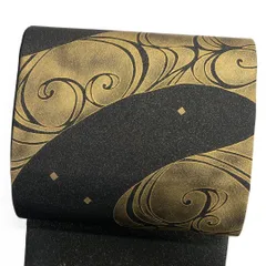 金通し　未着用　袋帯　作家もの　金彩　流線　色紙模様　着物　012b p ms