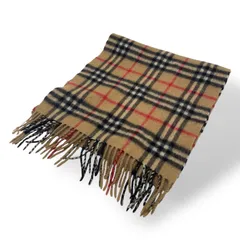 美品　Burberrys  バーバリー　ロングマフラー　ノバチェック　フリンジ　カシミヤ100%  ベージュ