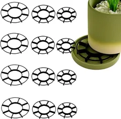 ルボナリエ 植木鉢 底上げ リング 12枚セット PP製 通気 水はけ 改善 鉢底スペーサー (ブラック,  12cm 15cm 20cm)