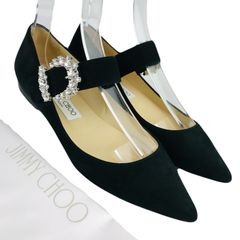 24635✨ジミーチュウ アデ フラットシューズ パールストラップ ベロア 