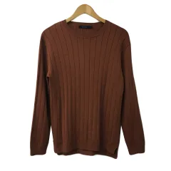 レイジブルー RAGEBLUE ニット セーター プルオーバー ラウンドネック リブ 長袖 M 茶 ブラウン