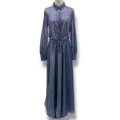 新品 未使用 タグ付き MAX&Co. マックスアンドコー シアーラメワンピース シャツワンピース ロング フレア 長袖 86248520 紺色 ネイビー Mサイズ レディース 春 夏 ゴーゴー古着セントラルパーク名古屋店No.久1444