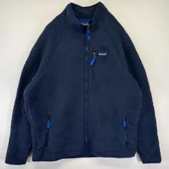 古着 パタゴニア patagonia フルジップフリースジャケット パイルフリースジャケット ワンポイントロゴ アウトドア 大きいサイズ XL  ネイビー系 メンズ